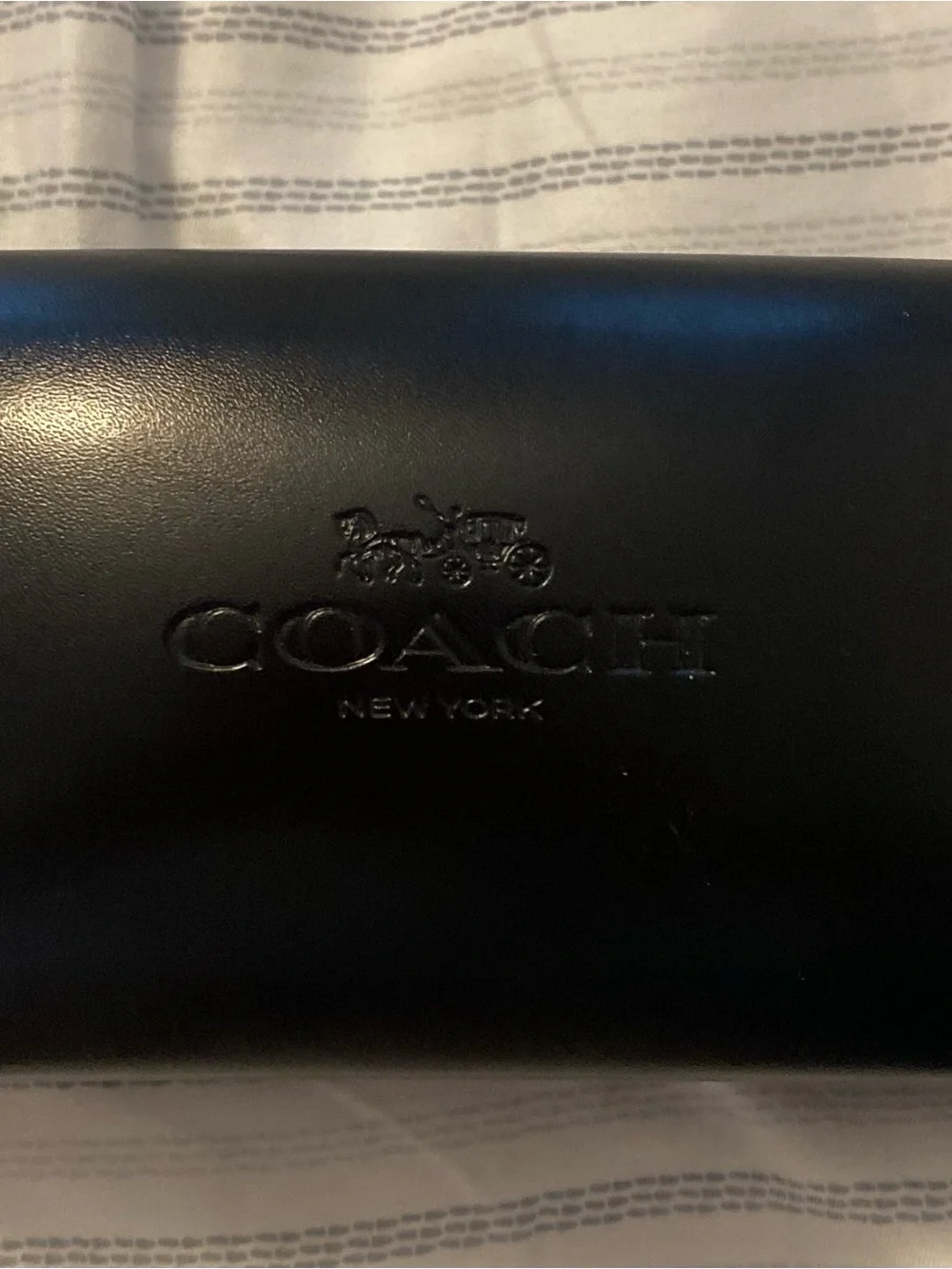 Coach Black Embossed Leather Eyewear Case